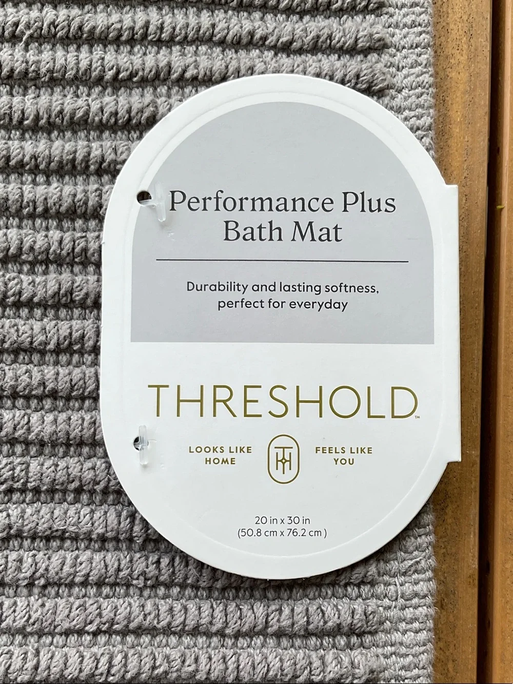 Threshold Gray Ribbed Bath Mat -20X30 inch, NWT